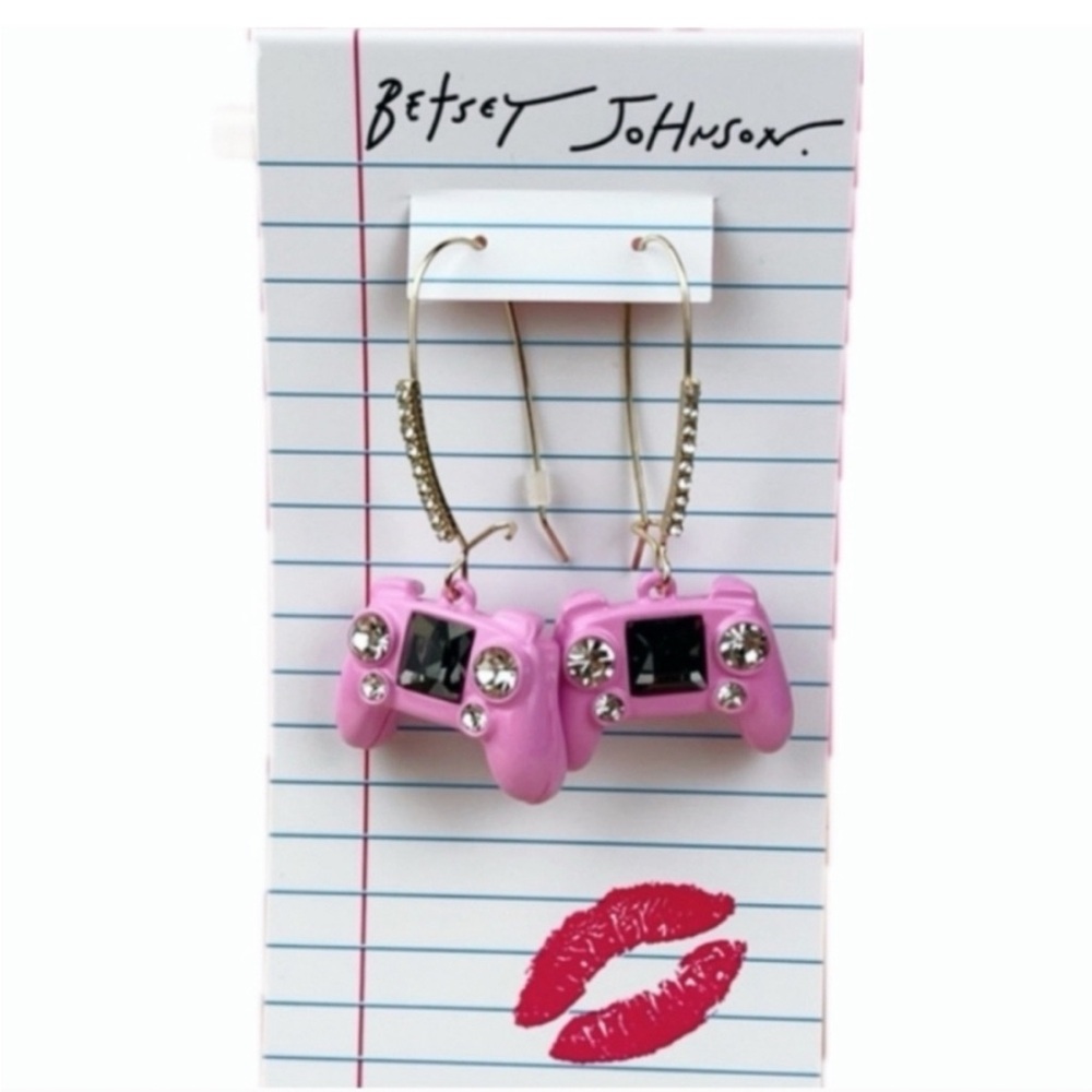 👉✨️ Betsey Johnson Pink Game  Controller Earrings with Sparkle